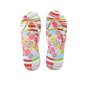 Tory Burch Colorful Printed Pink Constellation Patterned Flip Flops Size 10.5